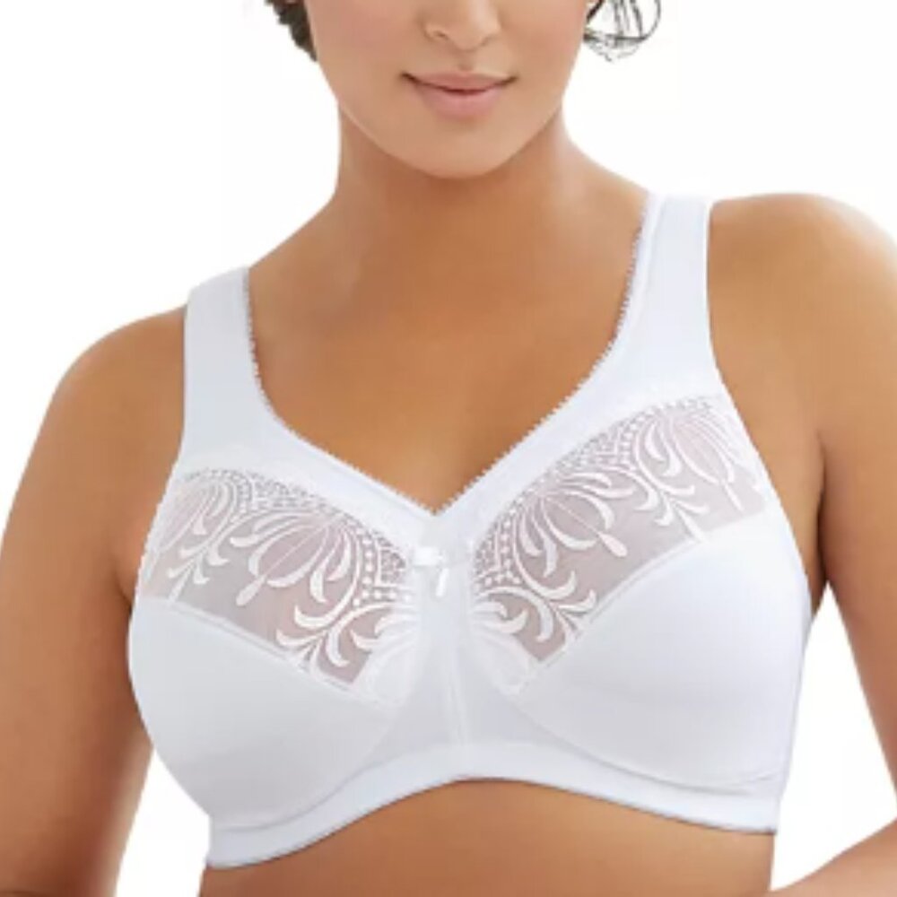 Glamorise Bra MagicLift Embroidered Full-Figure 1016 - 50C Womens White bra